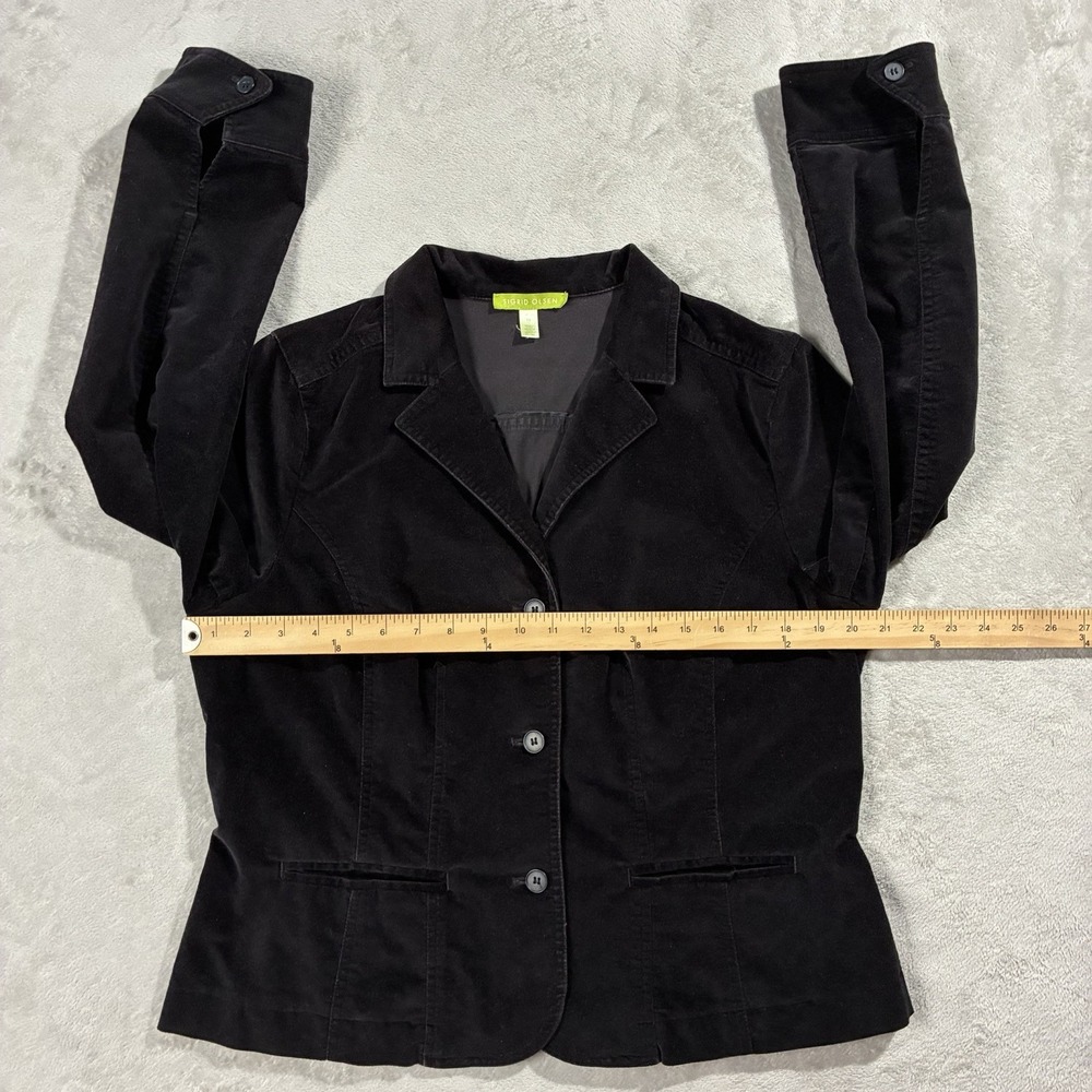 Sigrid Olsen Velvet Single Breasted Blazer Dinner Coat Black Women 14 Minimalist - Picture 4 of 8